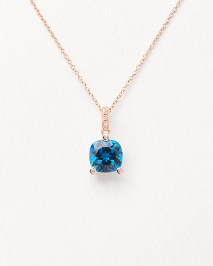 Pendant Poiray Filles Antik Topaze Blue Rose Gold