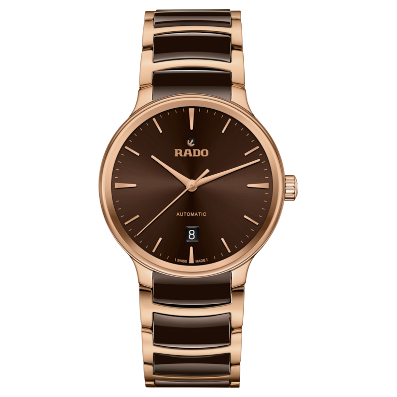 Rado Centrix Automatic Watch Brown Dial Ceramic Bracelet 39.5MM