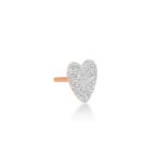 Mono Boucle d'Oreille Ginette NY Angele Diamond Heart Stud Diamants Or Rose