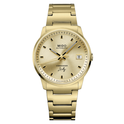 Mido Commander Lady Auto Gold Dial 35MM Steel Bracelet Watch