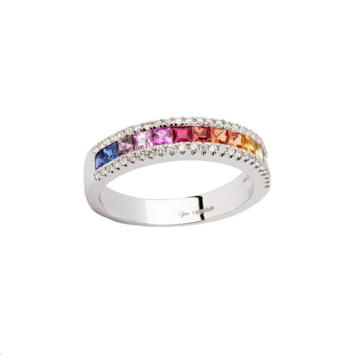 Bague Daniel Gerard Rainbow Saphirs Multicolores et Diamants Or Blanc (Copie)