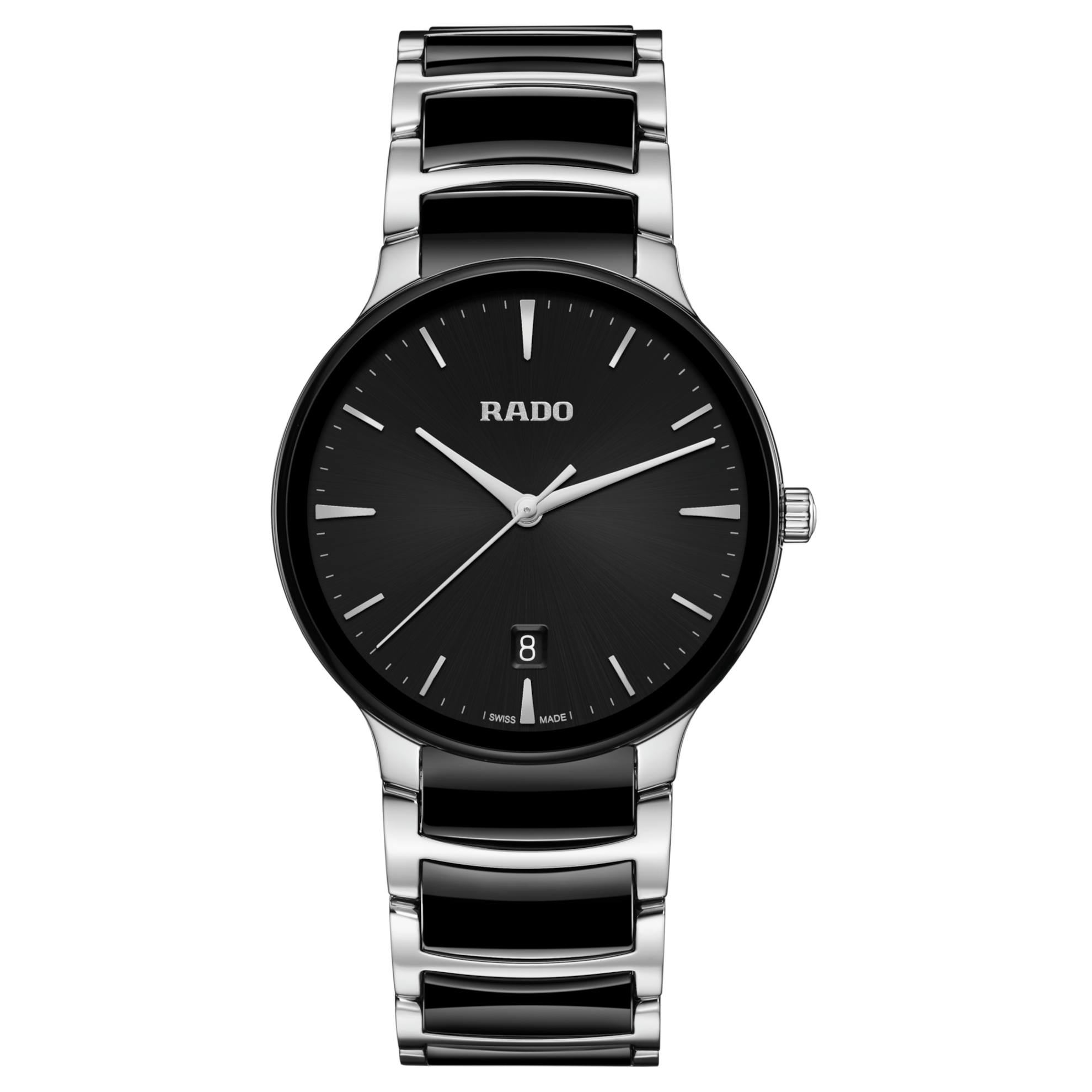 Rado Centrix Quartz Watch Black Dial Ceramic Bracelet 39MM