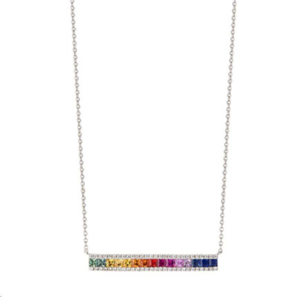 Daniel Gerard Rainbow Multicolored Sapphires and White Gold Diamonds Necklace