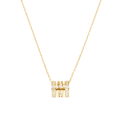 Pendant Dinh Van Pulse Pavé 3 Rangs Diamonds Yellow Gold