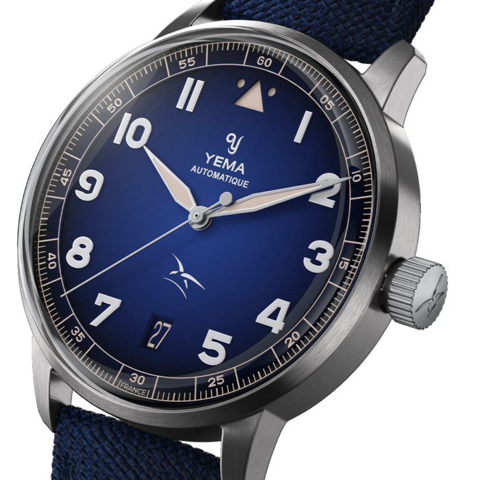 Montre Yema Flygraf Flieger AAE Auto Cadran Bleu