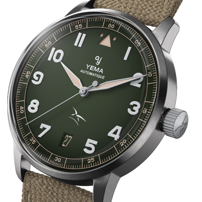 Montre Yema Flygraf Flieger AAE Auto Cadran Vert