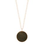 Collier Ginette NY Georgia Jumbo Ever Golden Obsidian Disc on Chain Or Rose