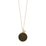 Collier Ginette NY Georgia Ever Golden Obsidian Disc on Chain Or Rose