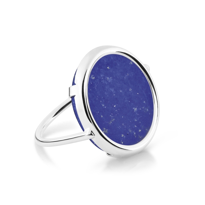 Ginette NY Lapis Lazulli Disc Ring White gold