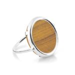 Bague Ginette NY Ever Tiger Eye Disc Ring Or Blanc