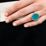 Bague Ginette NY Fallen Sky Turquoise Disc Ring Or Blanc