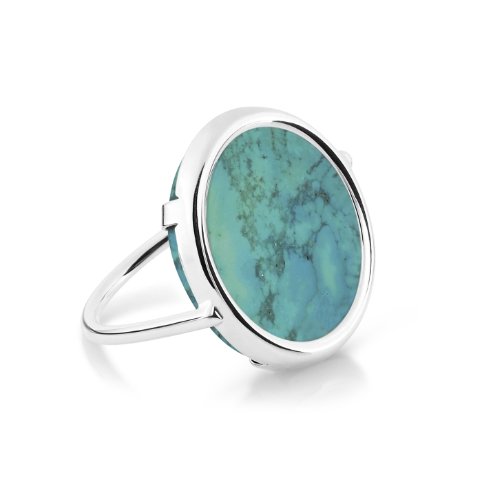 Ring Ginette NY Fallen Sky Turquoise Disc Ring White Gold