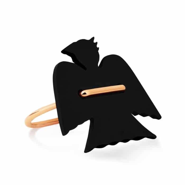 Ginette NY Georgia Jumbo Onyx Ring Rose Gold