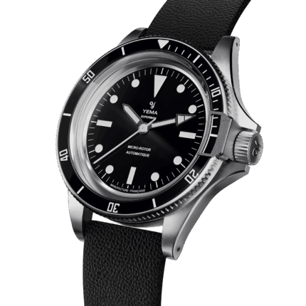 Montre Yema Superman Slim CMM.20 Cadran Noir Bracelet Cuir 39MM