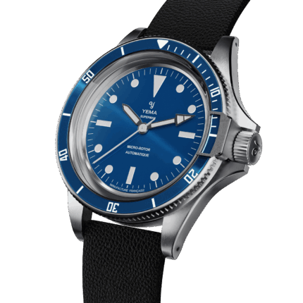 Montre Yema Superman Slim CMM.20 Cadran Bleu Bracelet Cuir 39MM