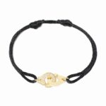 Bracelet Dinh Van Menottes sur Cordon Petit Modèle Diamants Or Jaune