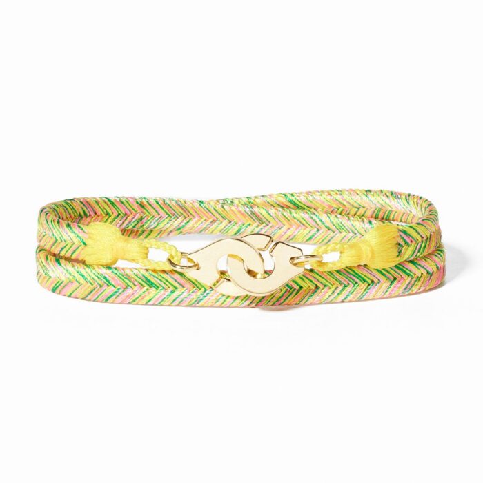 Bracelet Dinh Van Menottes Tissé Jaune Rose R10 Or Jaune