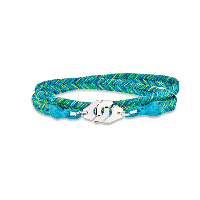 Bracelet Dinh Van Menottes Tissé Bleu des Mers