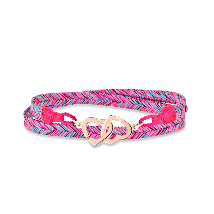 Bracelet Dinh Van Doubles Coeurs Tissé Rose R13 Or Rose