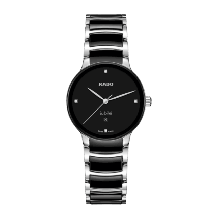 Rado Centrix Diamonds Quartz Watch Black Dial 30MM Ceramic Bracelet