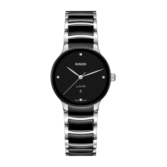 Montre Rado Centrix Diamonds Quartz Cadran Noir Bracelet Céramique 30MM