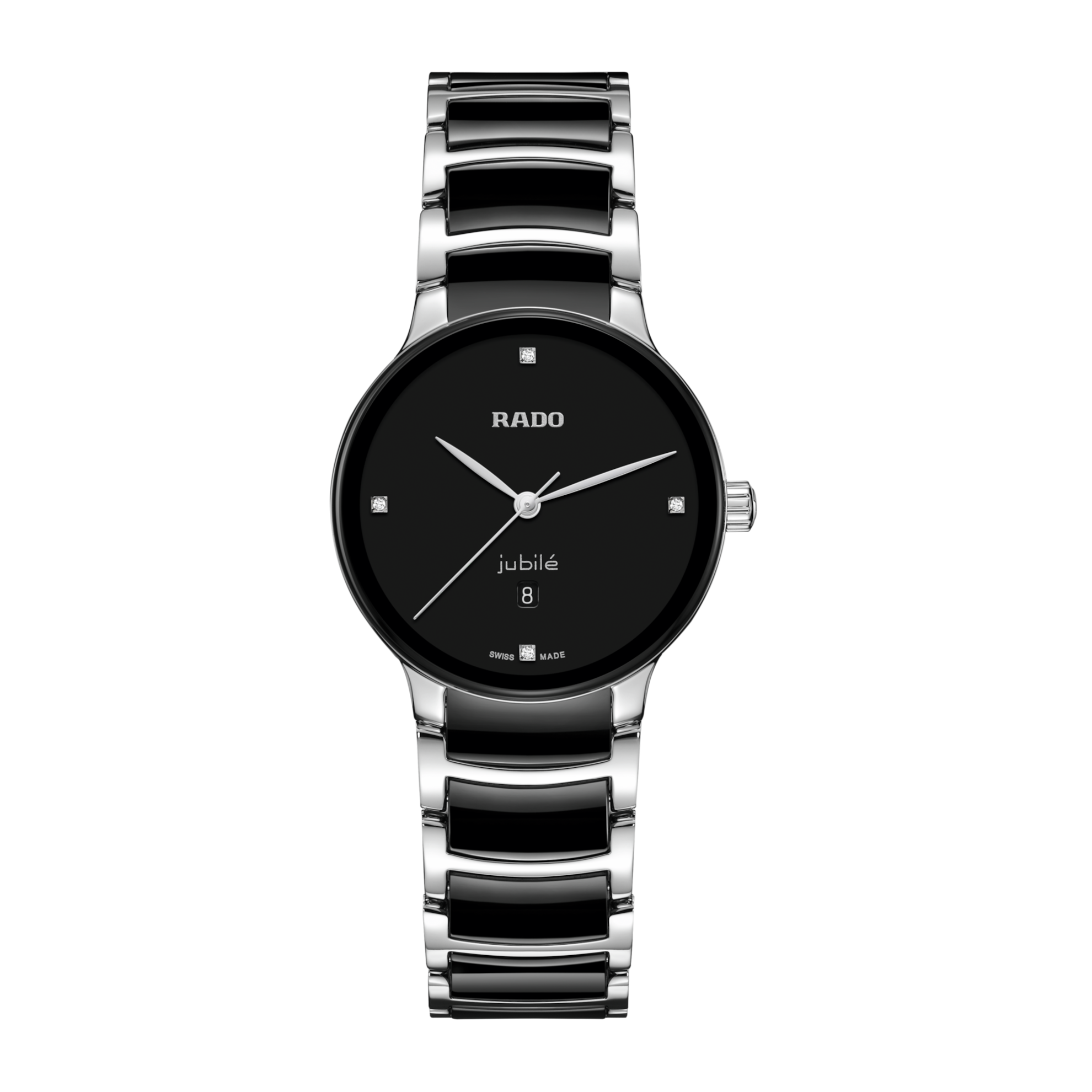 Montre Rado Centrix Diamonds Quartz Cadran Noir Bracelet Céramique 30MM
