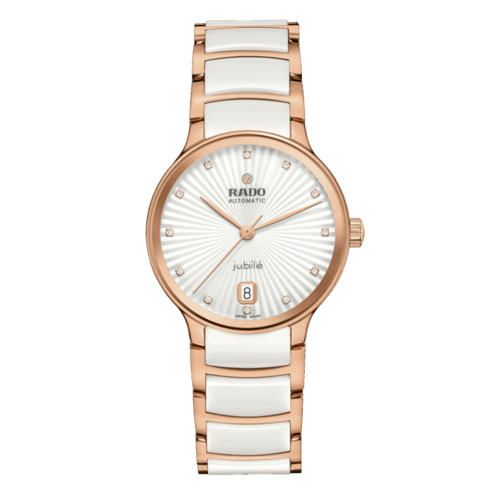 Montre Rado Centrix Automatic Diamonds Cadran Blanc Bracelet Céramique 35MM