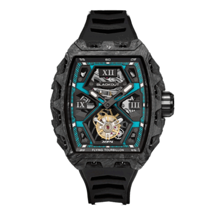 Montre Blackout Watches XP1 Tourbillon LT Frozen Blue Bracelet Caoutchouc 44MM