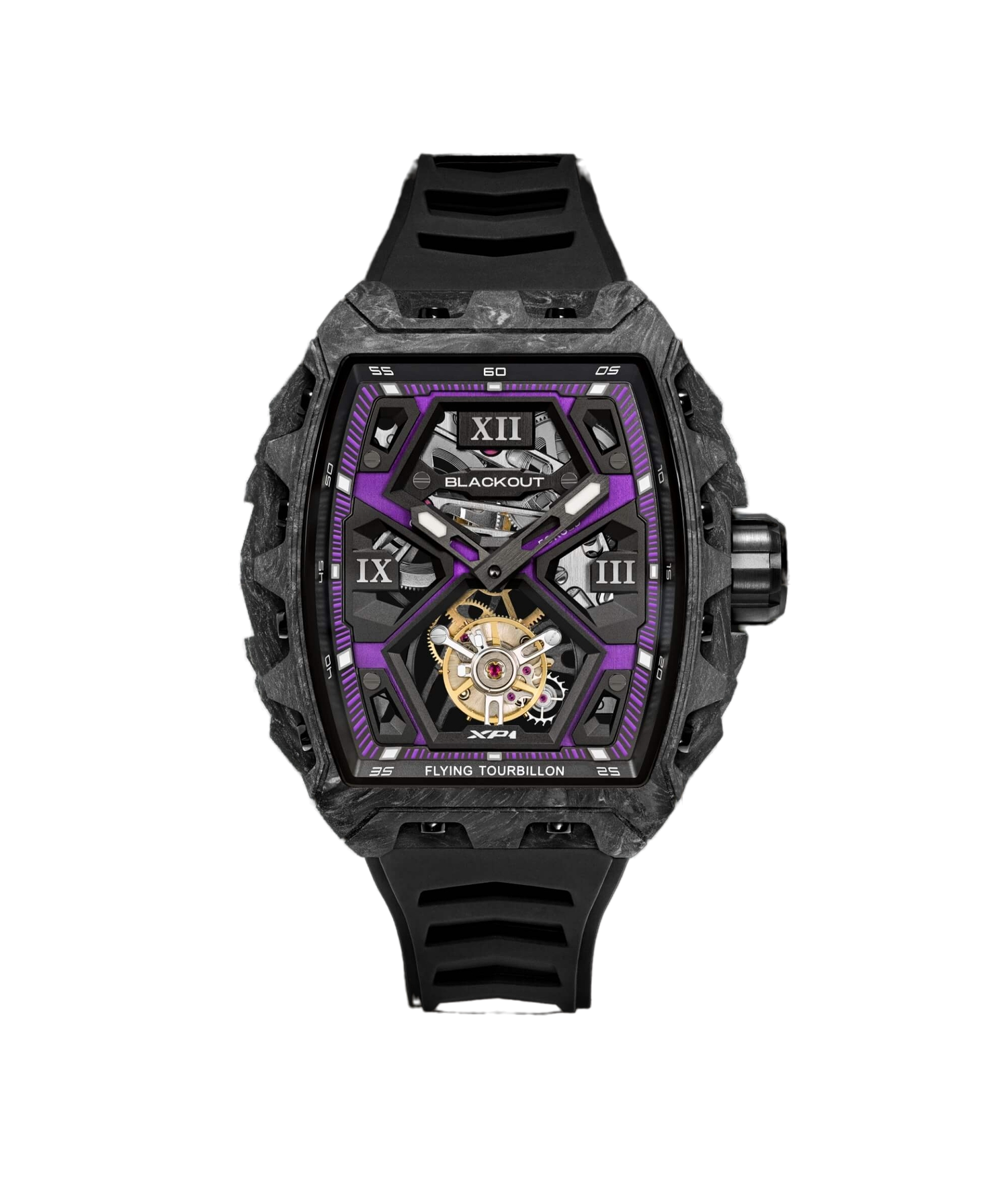 Montre Blackout Watches XP1 Tourbillon LT UltraViolet Bracelet Caoutchouc 44MM