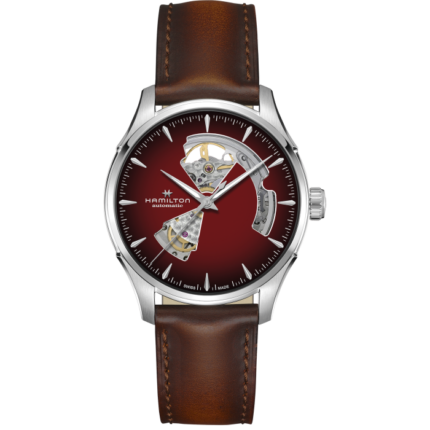 Montre Hamilton Jazzmaster Open Heart Auto Cadran Bordeaux Bracelet Cuir 40MM