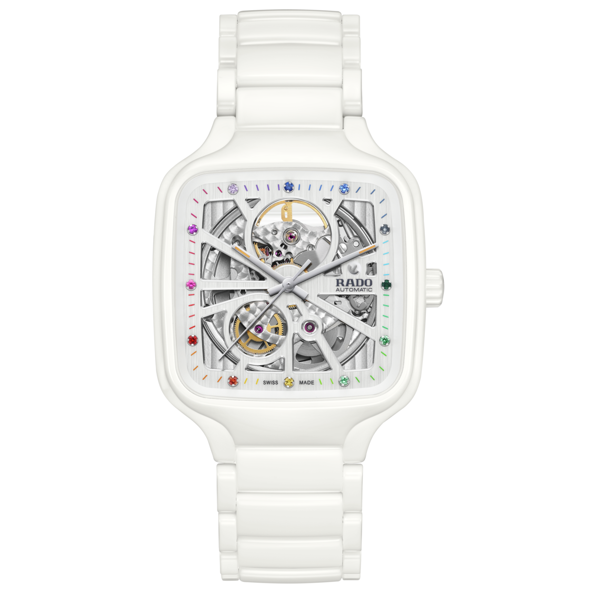 Rado True Square Open Heart Auto Watch Ceramic Bracelet 38MM