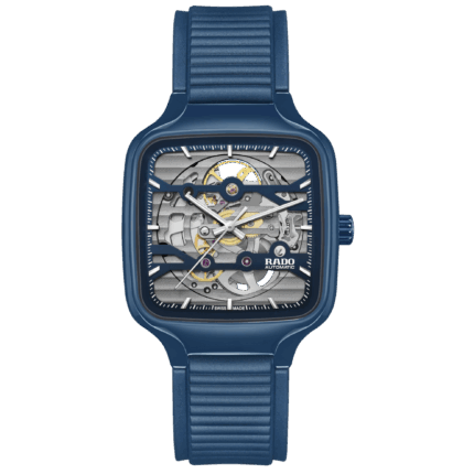Rado True Square Skeleton Auto Watch Rubber Bracelet 38MM