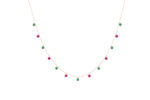 Necklace La Brune &amp; La Blonde Confetti 13 Stones Emerald and Ruby Rose Gold