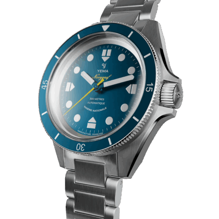 Montre Yema Navygraf Marine Nationale CMM.10 Auto Cadran Bleu Bracelet Cuir 39MM