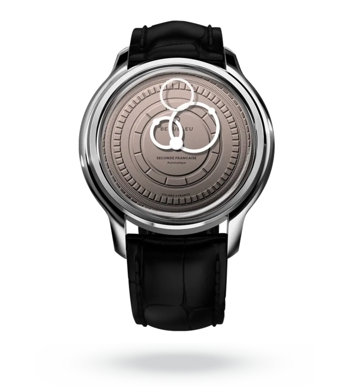 Montre Beaubleu Seconde Française 20.24 Cadran Saumon Bracelet Cuir Noir 39MM