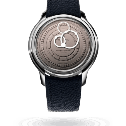 Montre Beaubleu Seconde Française 20.24 Cadran Saumon Bracelet Cuir Bleu 39MM