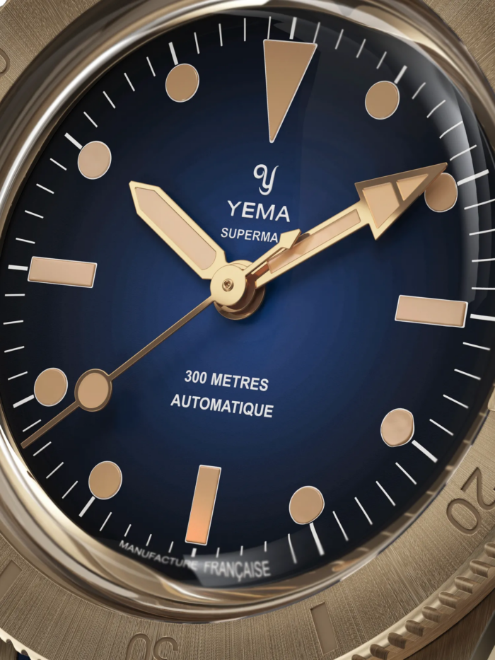 Montre Yema Superman Bronze CMM.10 Auto Cadran Bleu Bracelet Caoutchouc 39MM