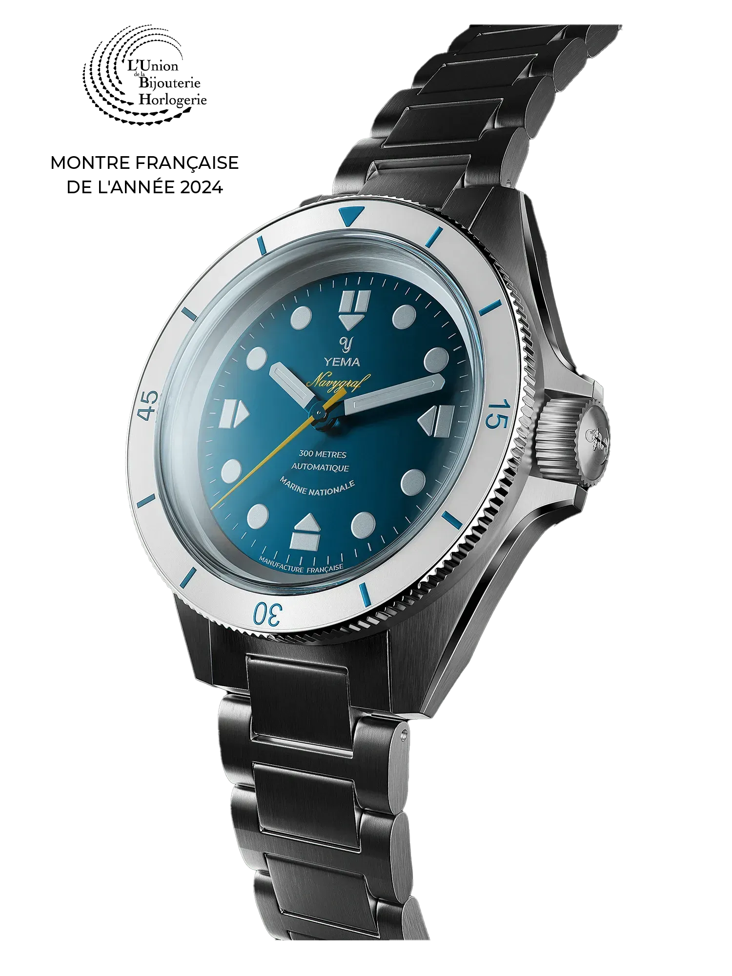 Watch Yema Navygraf  Marine Nationale CMM.10 Auto Cadran Bleu Bracelet Acier 39MM