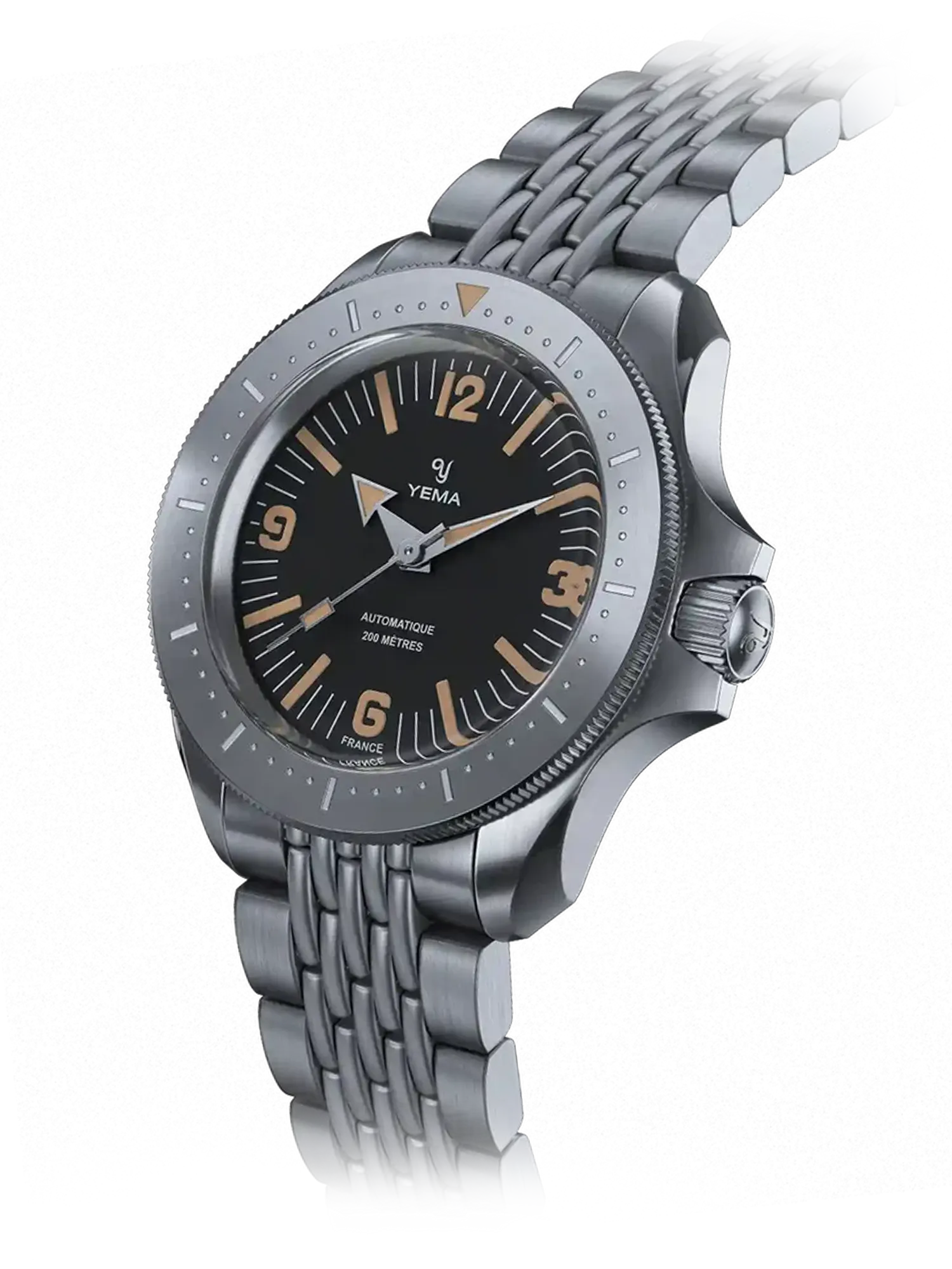 Yema Diver Auto Watch Black Dial Steel Bracelet 39.5MM