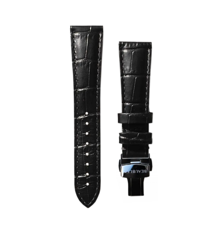 Beaubleu Leather Watch Bracelet Caiman Black