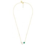 Collier Morganne Bello Bouquet Nacre Blanche et Agate Verte Diamants Or Jaune