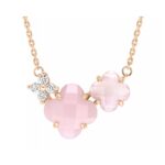 Collier Morganne Bello Bouquet Opale et Quartz Rose Diamants Or Rose