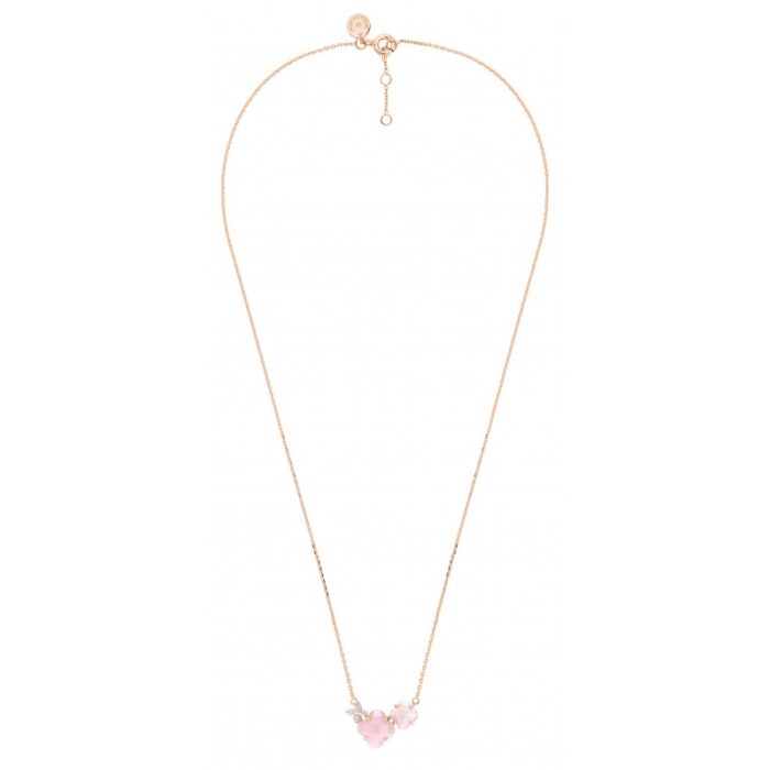 Collier Morganne Bello Bouquet Opale et Quartz Rose Diamants Or Rose