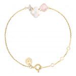 Bracelet Morganne Bello Bouquet Nacre Blanche & Quartz Rose Diamants Or Jaune