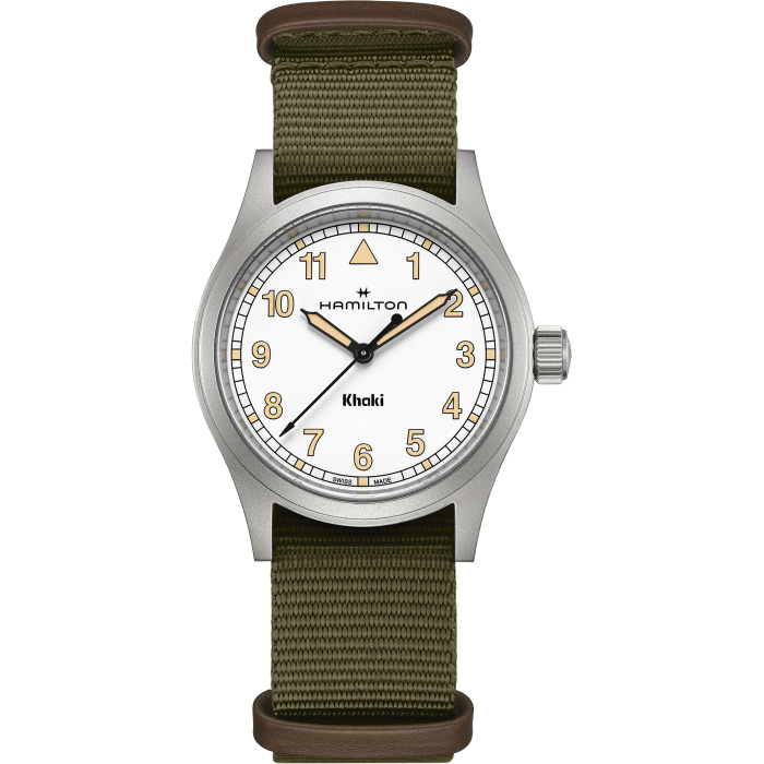 Hamilton Khaki Field Quartz watch White dialTextile Bracelet