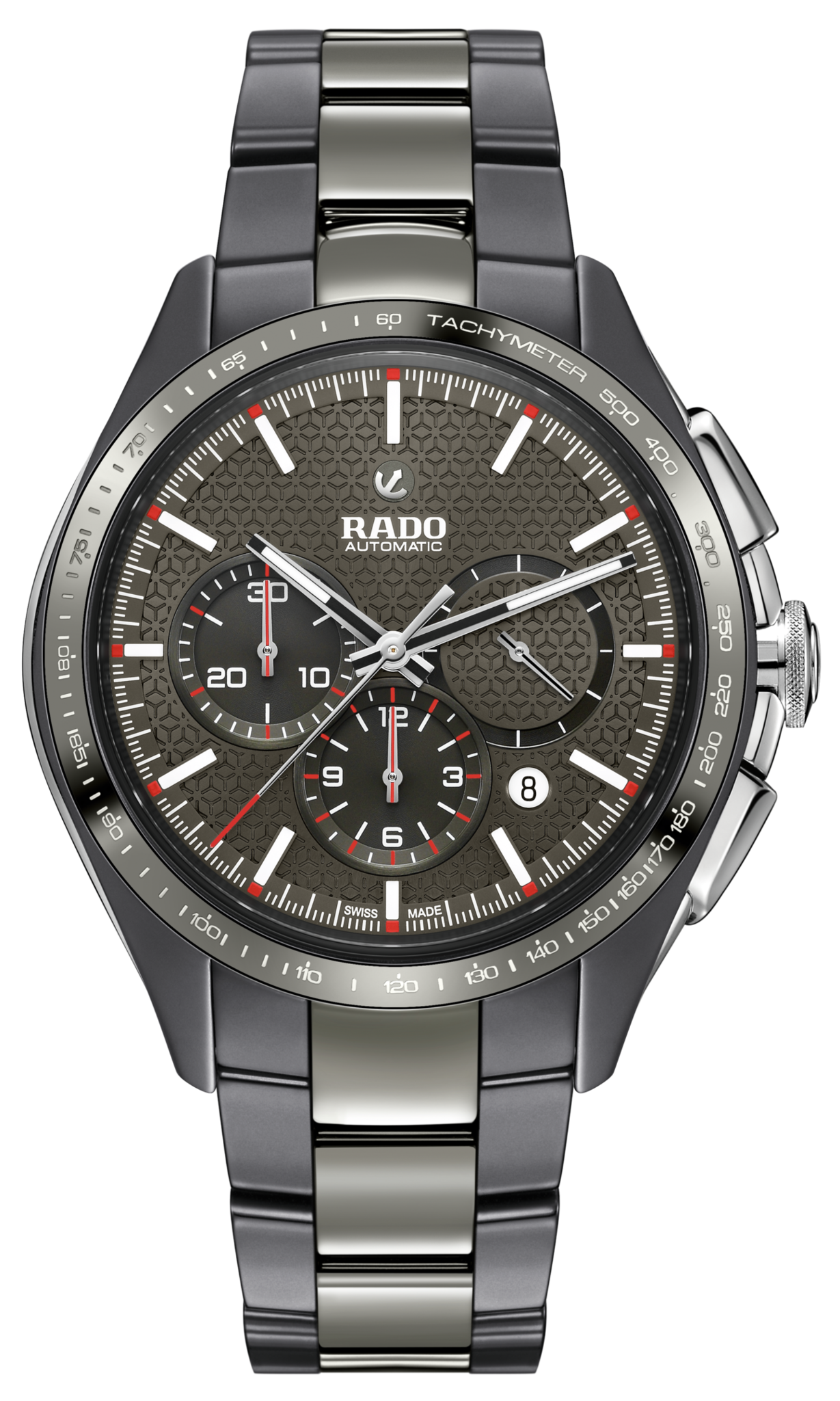 Rado HyperChrome Chronograph Auto Gray Dial 45MM Ceramic Bracelet Watch