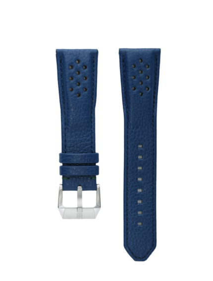 Bracelet Montre March LA.B Cuir Buffle Perforé Bleu 22M