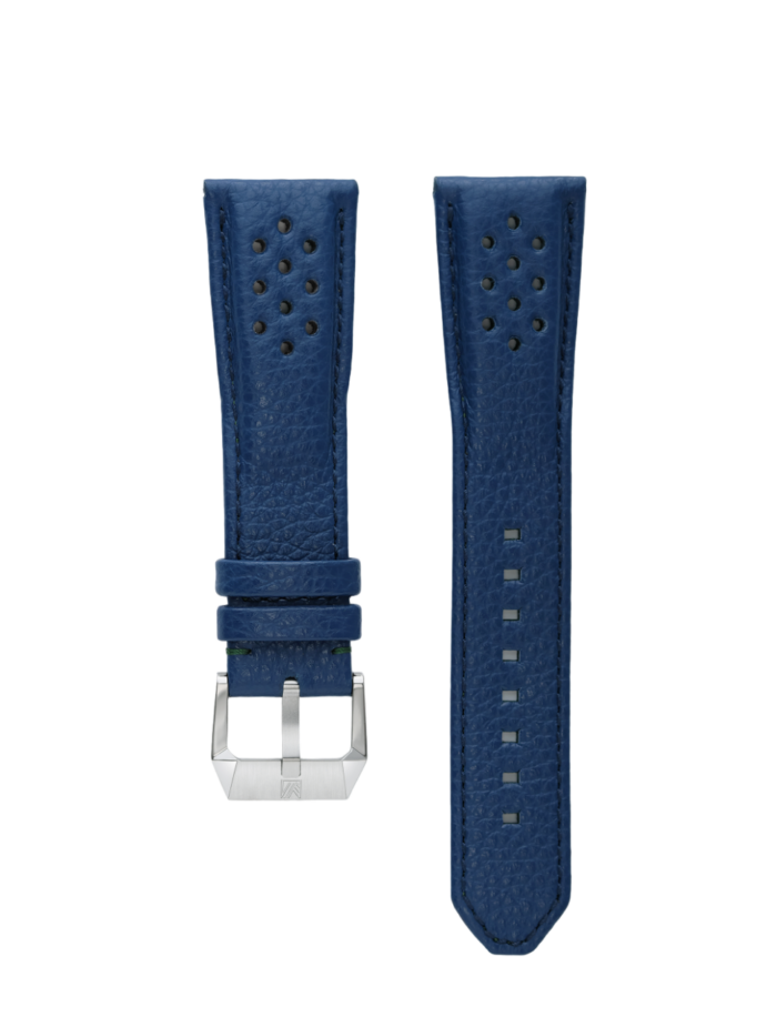 Bracelet Montre March LA.B Cuir Buffle Perforé Bleu 22M