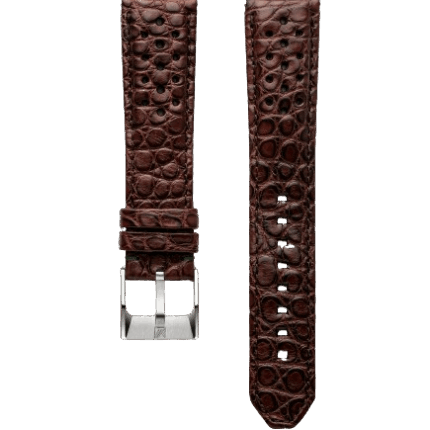 Bracelet Montre March LA.B Cuir Alligator Perforé Marron 20MM