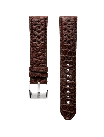 March LA.B Perforated Brown Alligator Leather Watch Bracelet 20MM